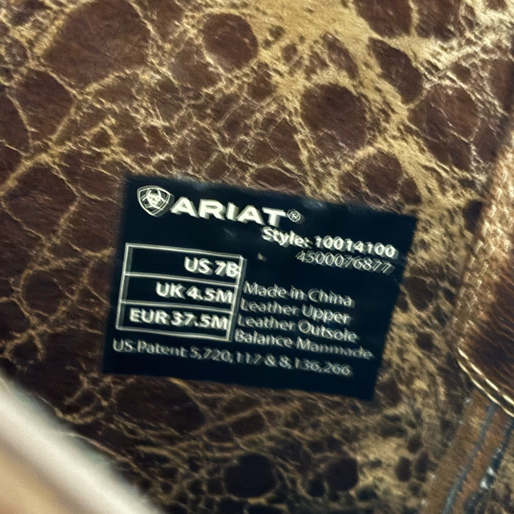 Ariat ‘Circuit Rosewood’ Light Brown Western Cowboy Boots with Floral Embroidery - Picture 7 of 8